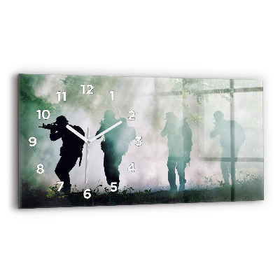 Horloge murale horizontale Soldats dans une forêt