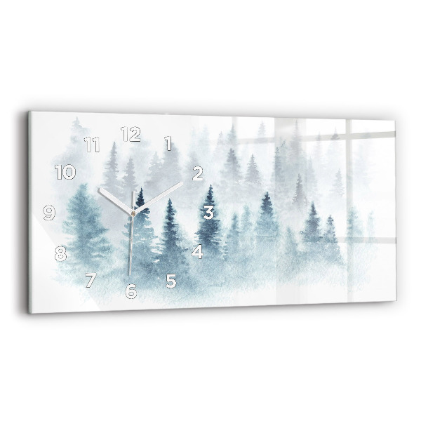 Horloge horizontale en verre Forêt d'hiver