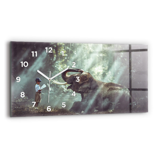 Horloge rectangulaire horizontale Garçon lisant un livre