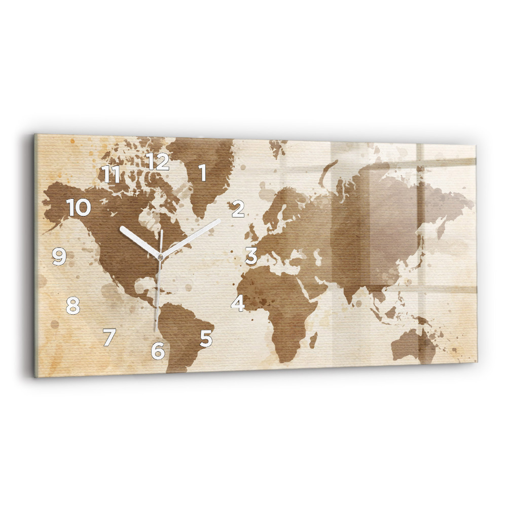 Horloge murale horizontale Carte du monde peinte