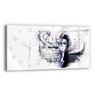 Horloge murale horizontale Illustration d'une femme