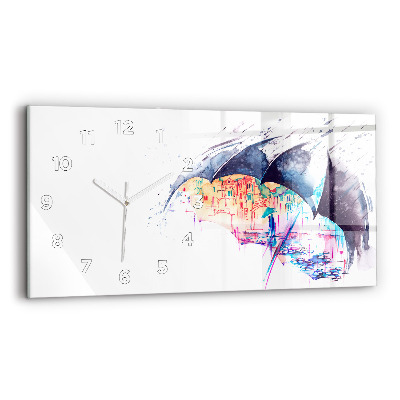 Horloge horizontale en verre Parapluie et ville