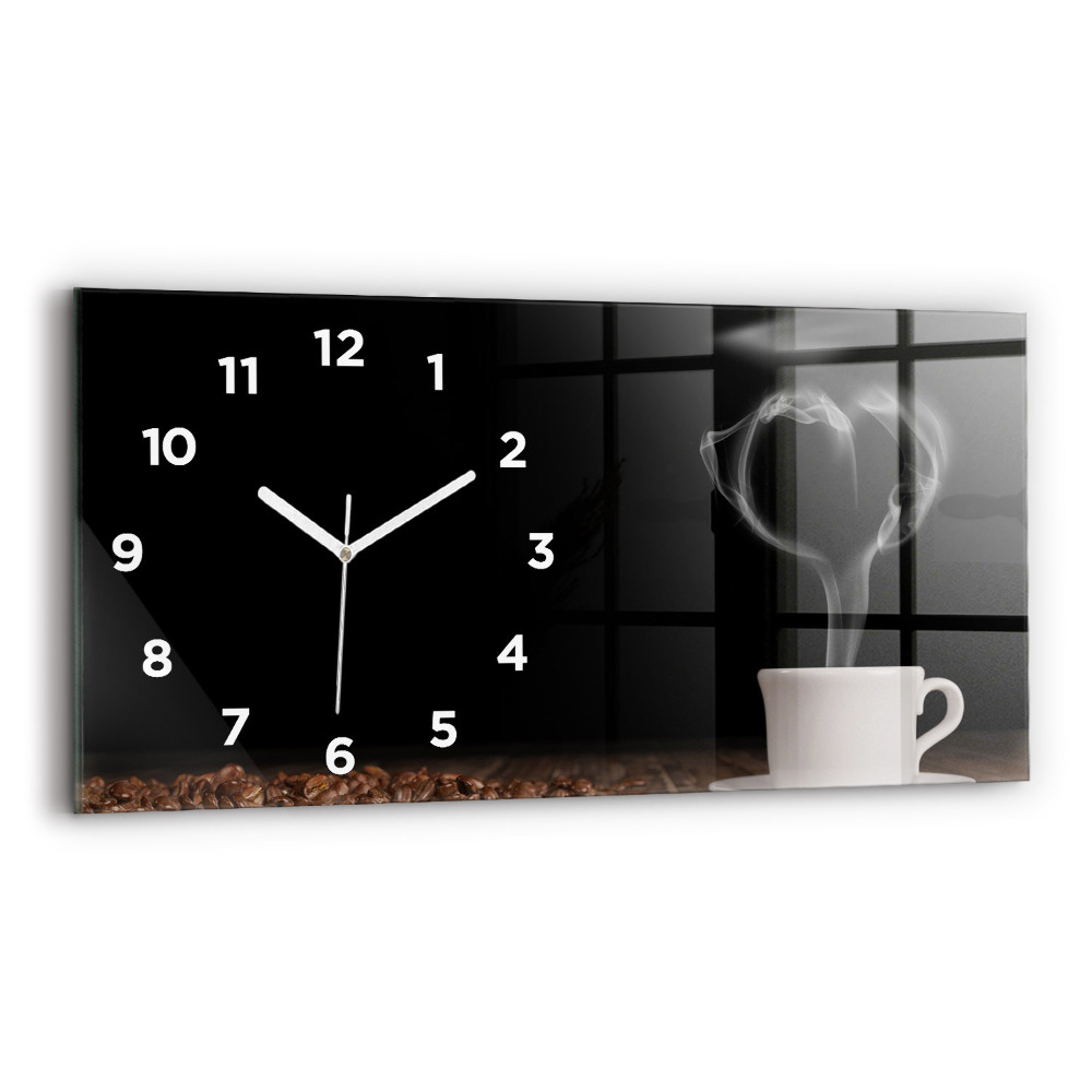Horloge horizontale en verre Tasse de café chaud