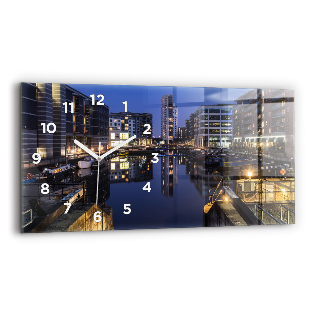 Horloge murale horizontale Ville illuminée la nuit