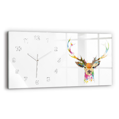 Horloge rectangulaire horizontale Tête de cerf colorée