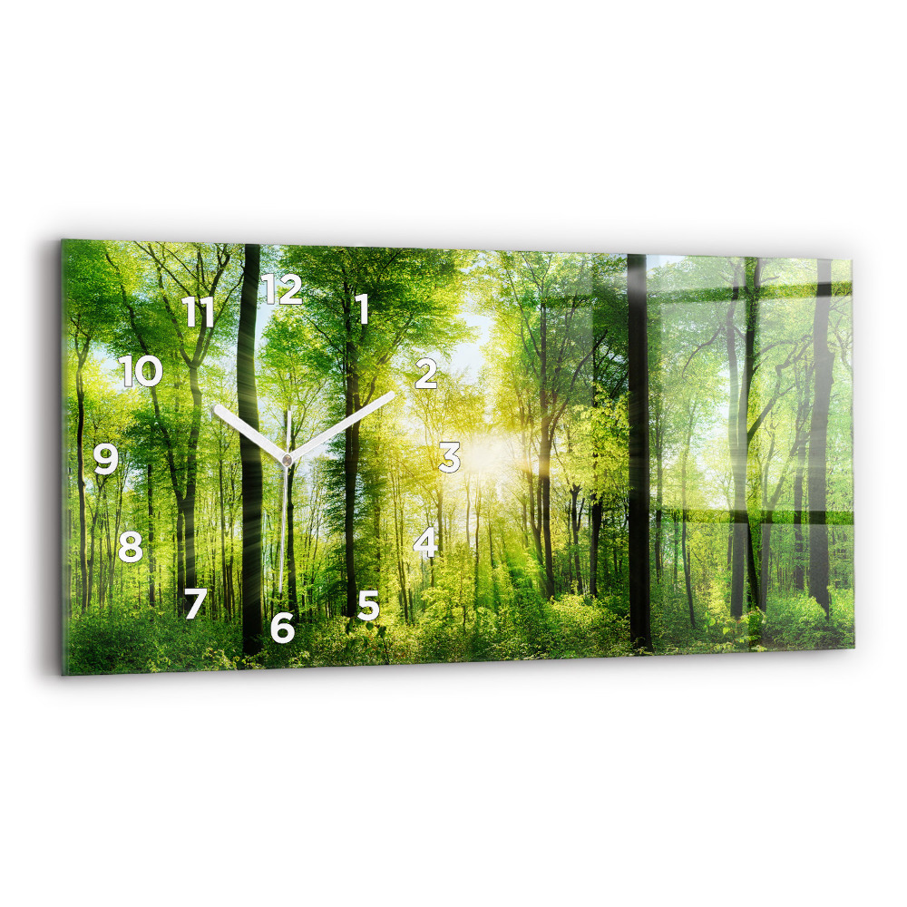 Horloge murale horizontale Nature, arbres de la forêt