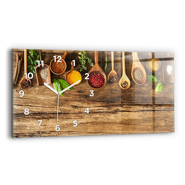 Horloge horizontale en verre Cuillères d'épices