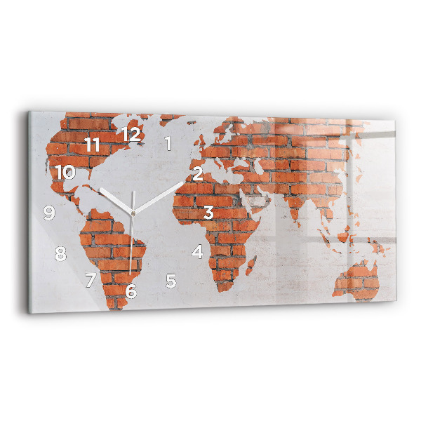 Horloge horizontale en verre Carte du monde en briques