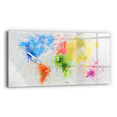 Horloge rectangulaire horizontale Carte du monde sur papier