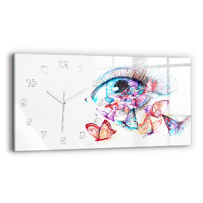 Horloge horizontale en verre Papillons aux yeux colorés