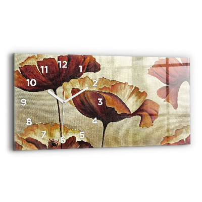 Horloge rectangulaire horizontale Coquelicots peints