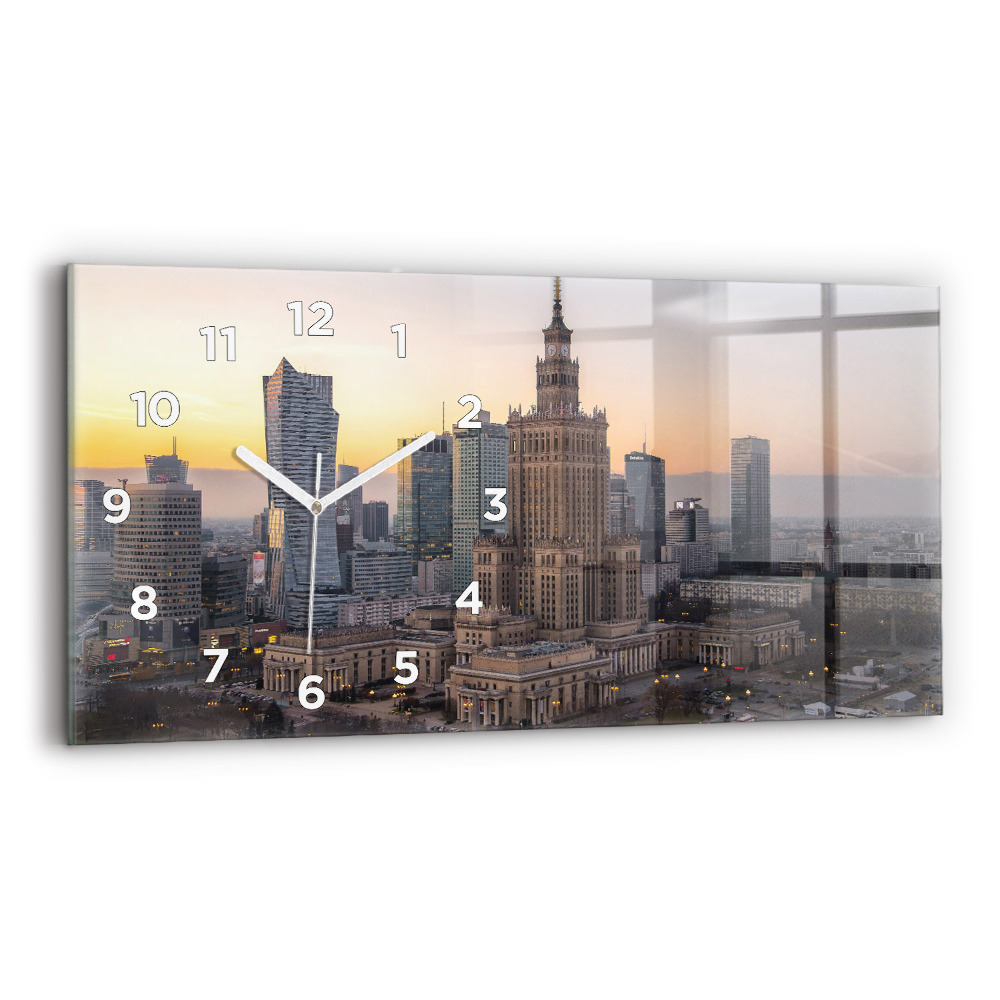 Horloge horizontale en verre Panorama de Varsovie