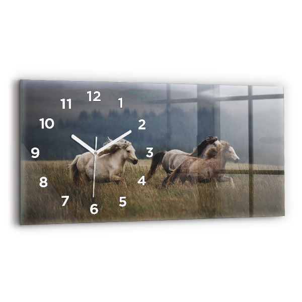 Horloge murale horizontale Chevaux au galop