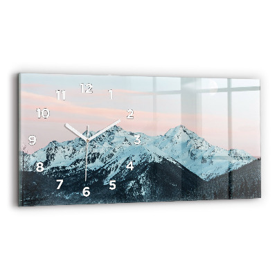 Horloge horizontale en verre Chaîne de montagnes en hiver