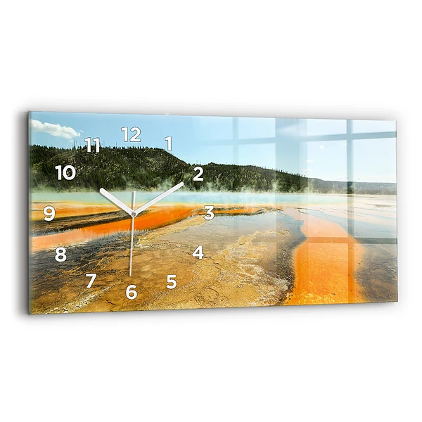 Horloge horizontale en verre Lac avec montagnes