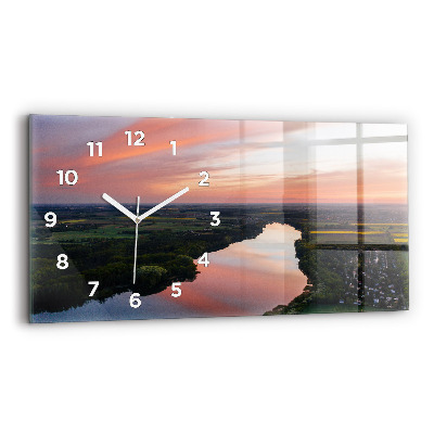 Horloge rectangulaire horizontale Vue aérienne d'un lac