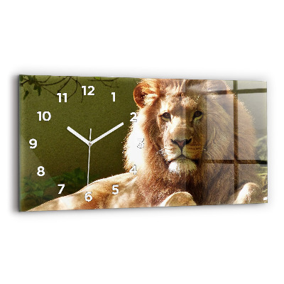 Horloge horizontale en verre Portrait d'un lion