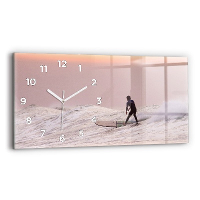 Horloge horizontale en verre Surfeur à Hawaï