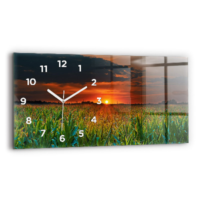 Horloge rectangulaire horizontale Tournesols dans une prairie