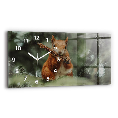 Horloge rectangulaire horizontale Écureuil et animaux sauvages