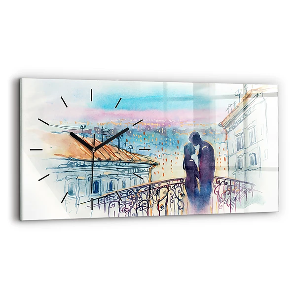 Horloge horizontale en verre Personnes sur aquarelle