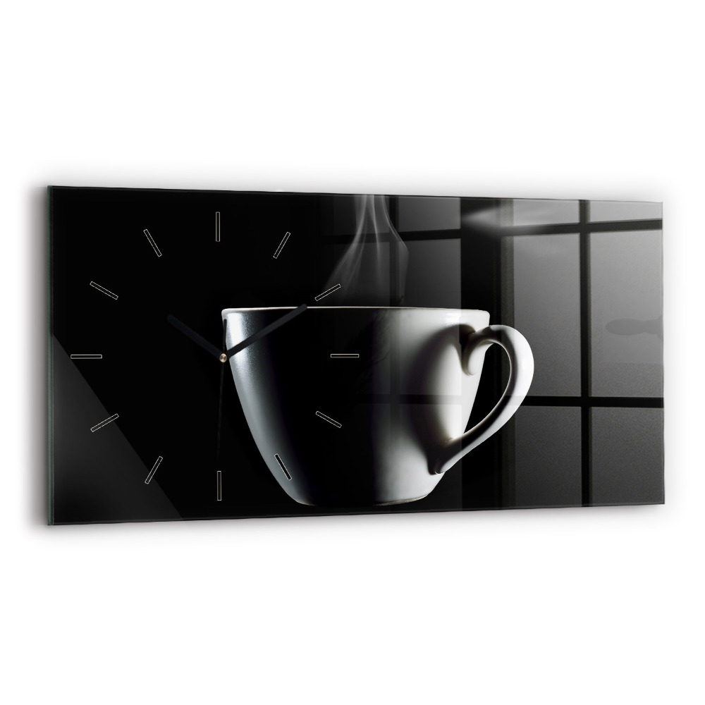 Horloge horizontale en verre Tasse de café