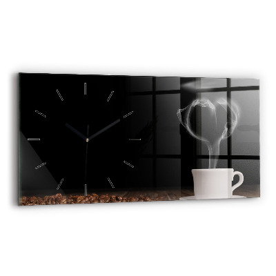 Horloge horizontale en verre Tasse de café chaud