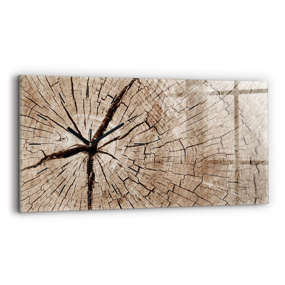 Horloge murale horizontale Tronc en bois ancien