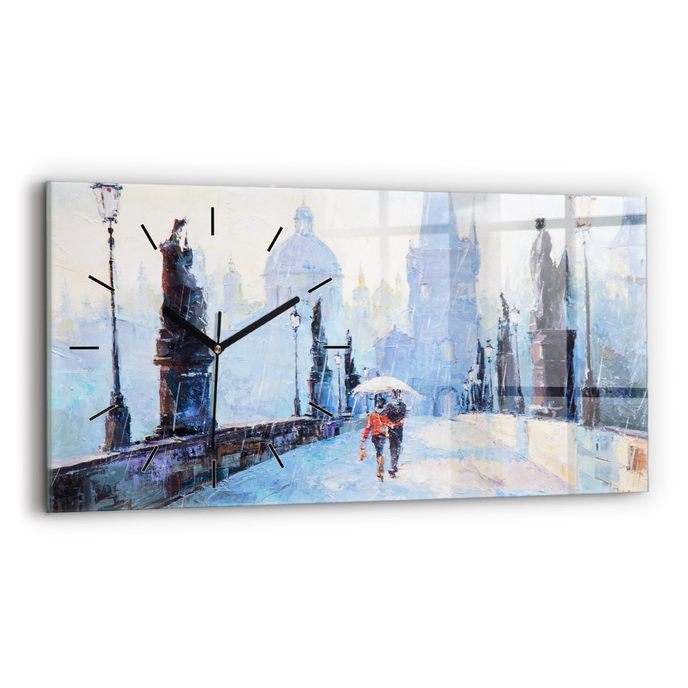 Horloge rectangulaire horizontale Art à l'huile