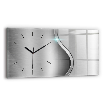 Horloge horizontale en verre Métal gris abstrait