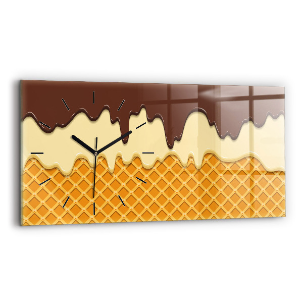 Horloge horizontale en verre Gaufre et glace