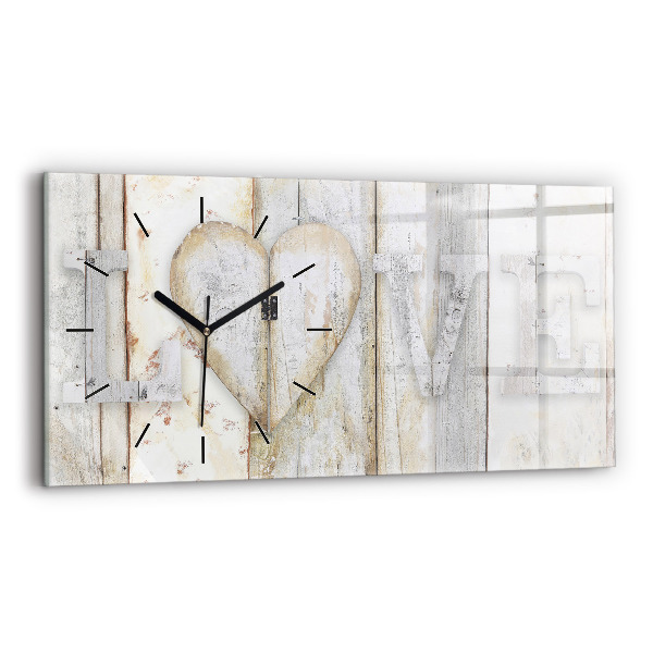 Horloge horizontale en verre Inscription d'amour