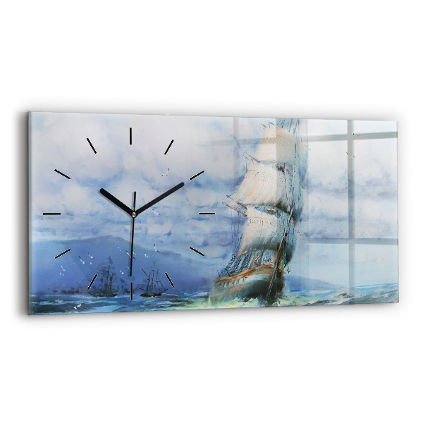 Horloge horizontale en verre Bateau sur l'eau