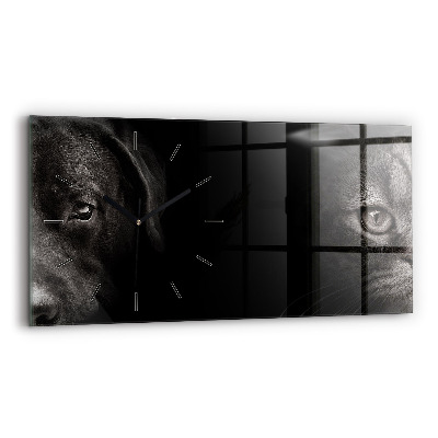 Horloge rectangulaire horizontale Chien et chat écossais