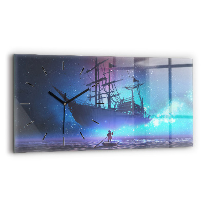 Horloge rectangulaire horizontale Voilier fantastique