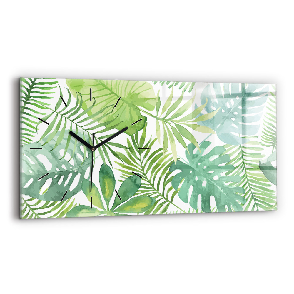 Horloge murale horizontale Feuilles vertes