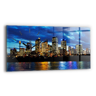 Horloge rectangulaire horizontale Sydney le soir