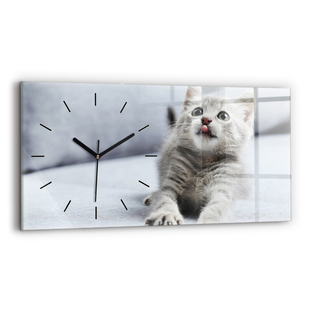 Horloge rectangulaire horizontale Chat sur un canapé