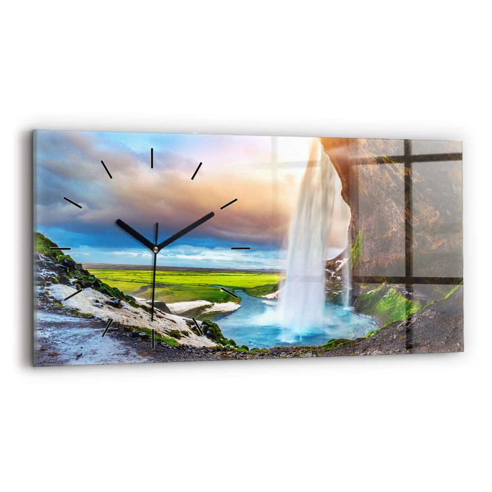 Horloge murale horizontale Chute d'eau en Islande