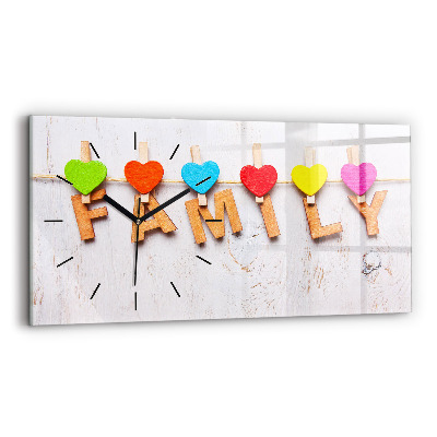 Horloge horizontale en verre Inscription familiale