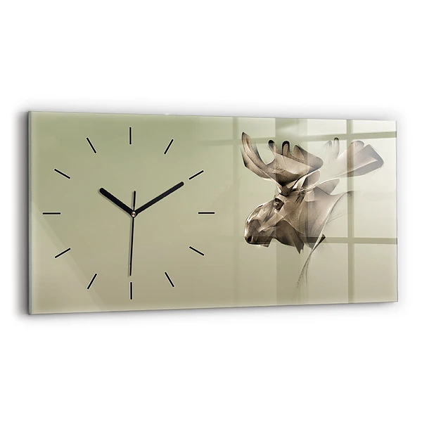 Horloge horizontale en verre Graphique d'un élan