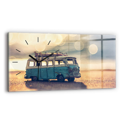 Horloge rectangulaire horizontale Campeur sur la plage