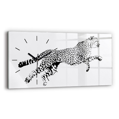 Horloge horizontale en verre Silhouette de panthère