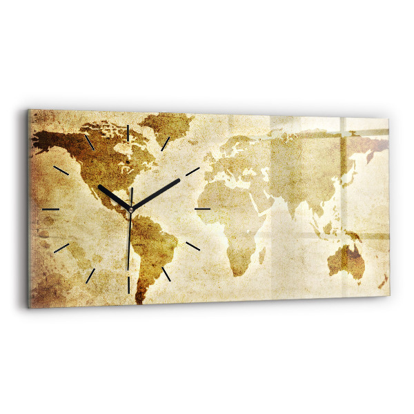 Horloge murale horizontale Ancienne carte du monde