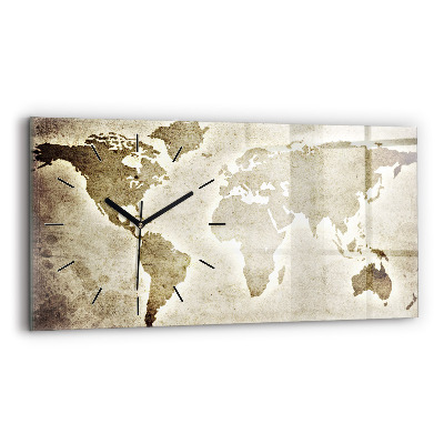 Horloge horizontale en verre Carte du monde