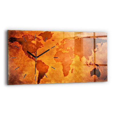 Horloge rectangulaire horizontale Grande carte du monde
