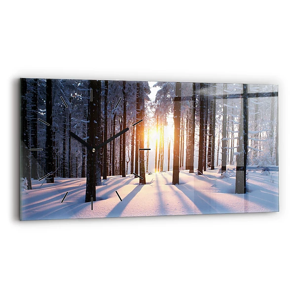 Horloge horizontale en verre Forêt au coucher du soleil