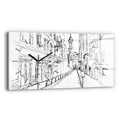 Horloge murale horizontale Dessin de ville Provence