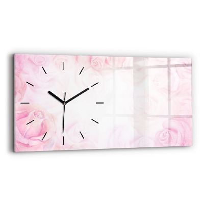 Horloge murale horizontale Roses abstraites