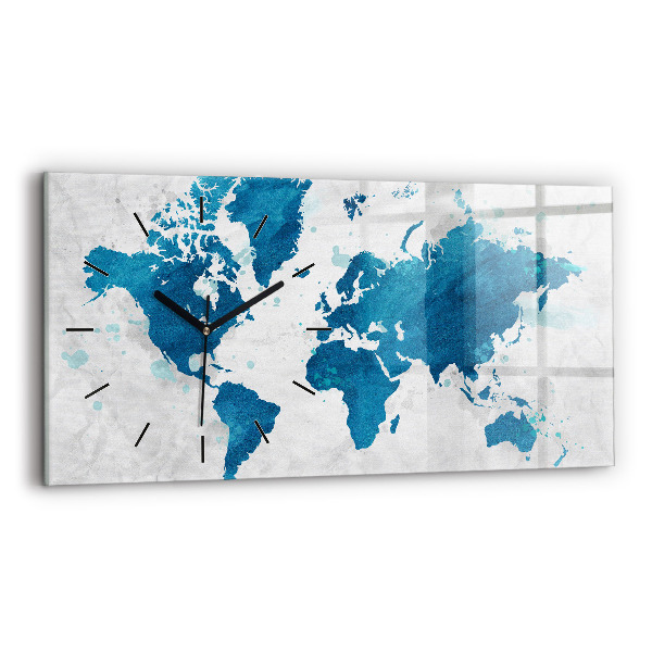 Horloge horizontale en verre Carte du monde